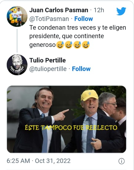 Toti Pasman criticó a los votantes de Lula, y le recordaron aquellas proféticas palabras de Diego, pero en portugués: “Você também o tem dentro”